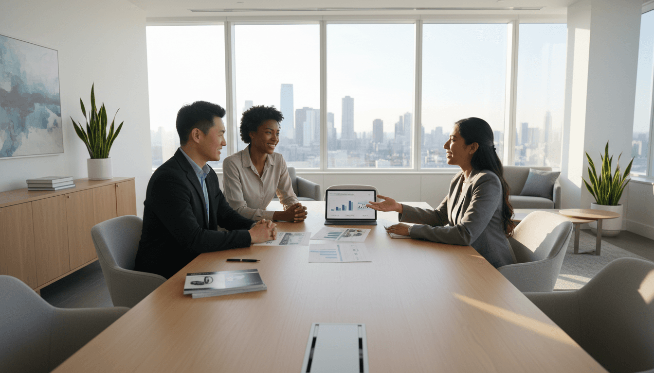 Direct Drive Auto Brokerage founder in consultation with a client discussing their vehicle purchase