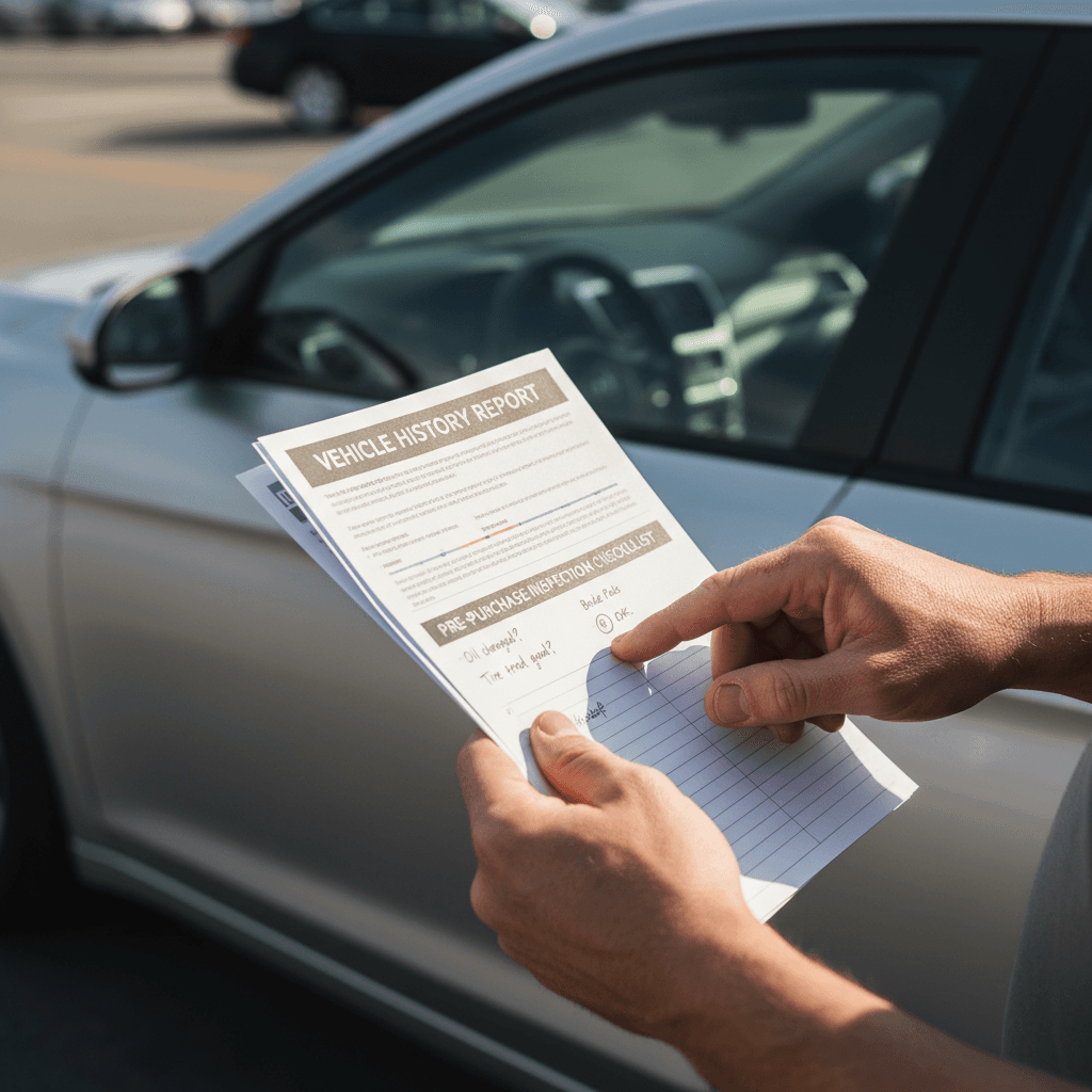 Client reviewing vehicle purchase documents